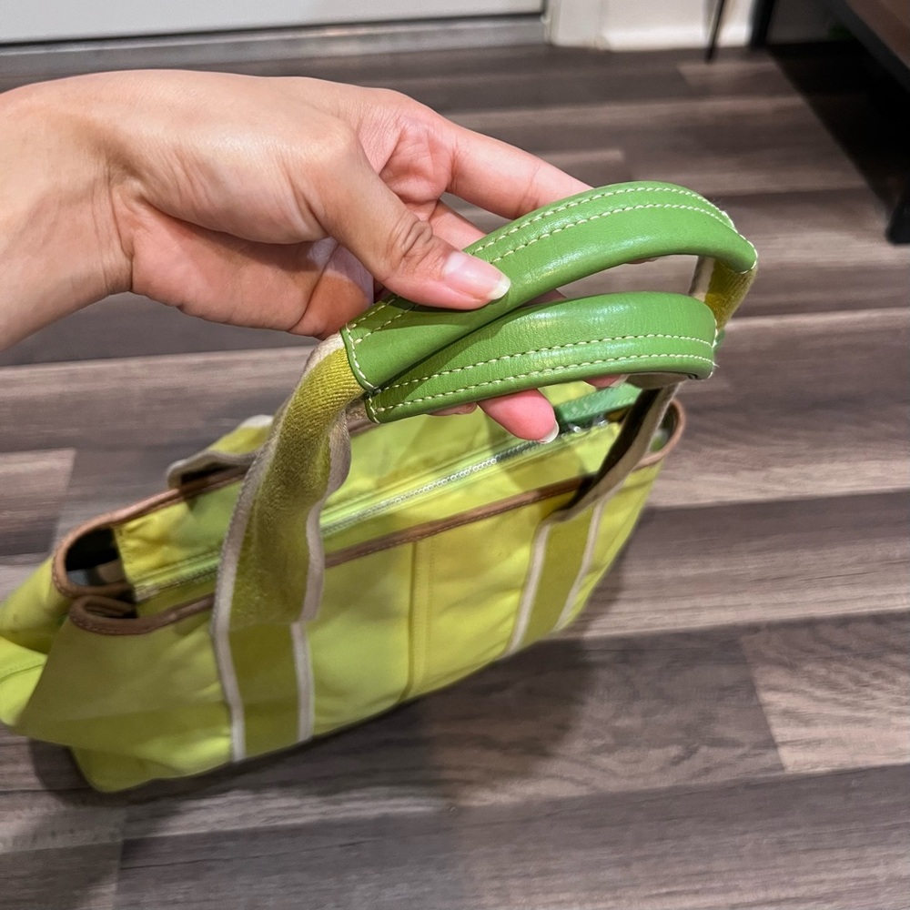 Coach Vintage Y2K Hampton Weekend Lime Green Chartreuse Nylon Shoulder Handbag - Picture 5 of 10